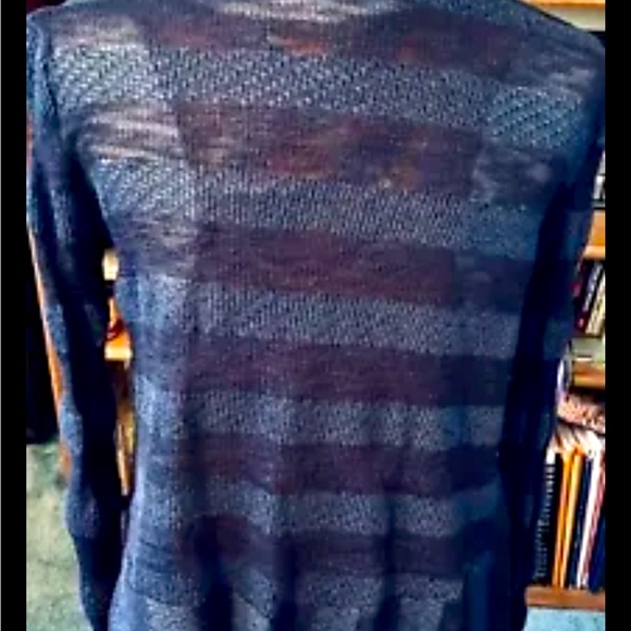 SPLENDID Open Knit PEPLUM Navy & Sea Blue Trapeze Cardigan Sweater, Medium - Picture 3 of 8